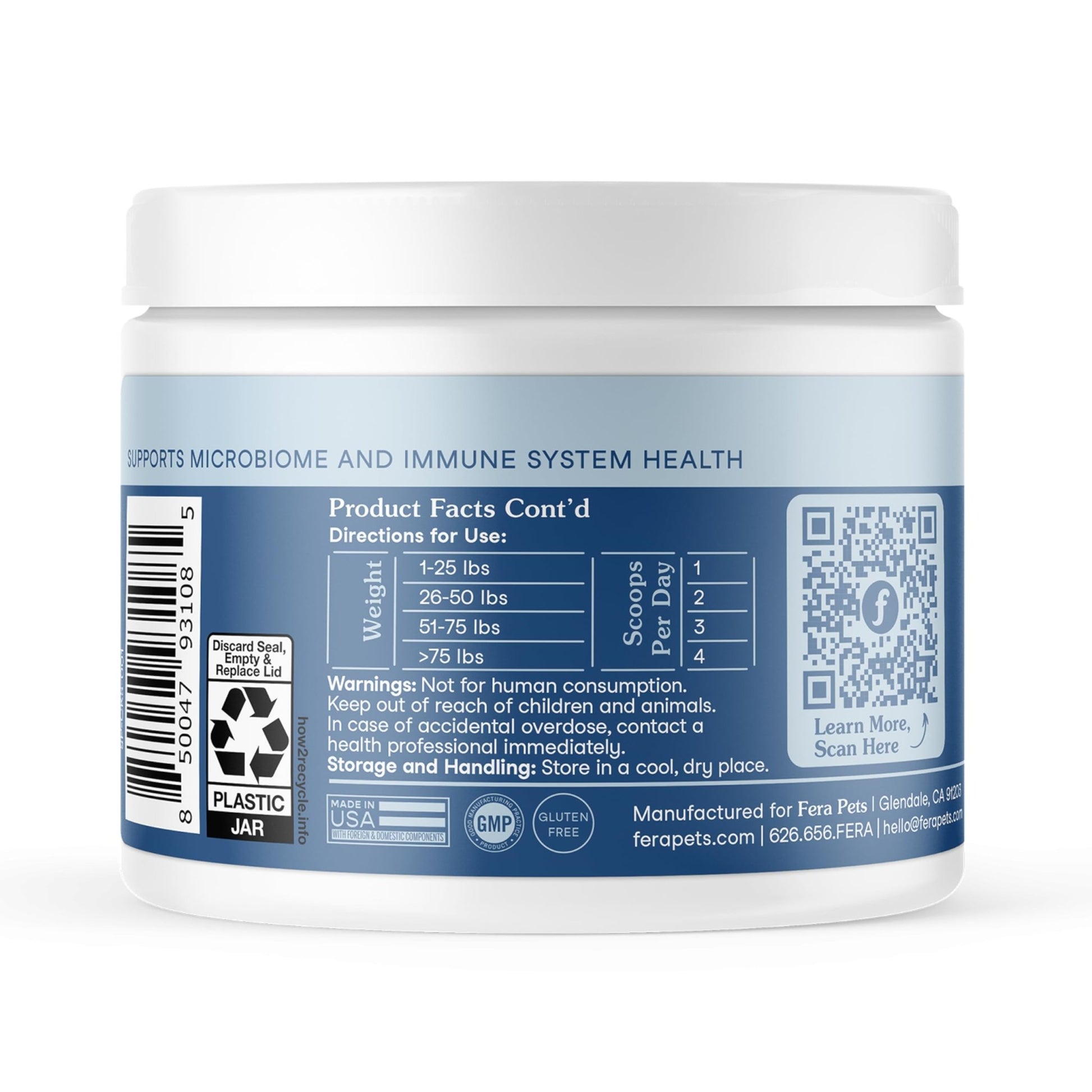 Fera Pets Postbiotics Plus Prebiotics for Dogs & Cats - with Slippery Elm - Promotes Optimal Digestive Health & Inflammatory Response - Enhances Immunity - 120 Scoops - OzHealthStandard