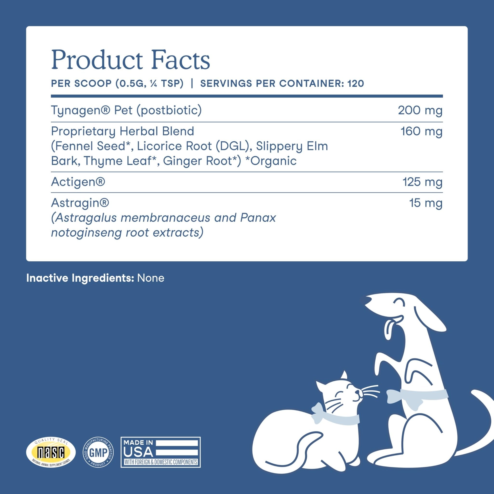 Fera Pets Postbiotics Plus Prebiotics for Dogs & Cats - with Slippery Elm - Promotes Optimal Digestive Health & Inflammatory Response - Enhances Immunity - 120 Scoops - OzHealthStandard