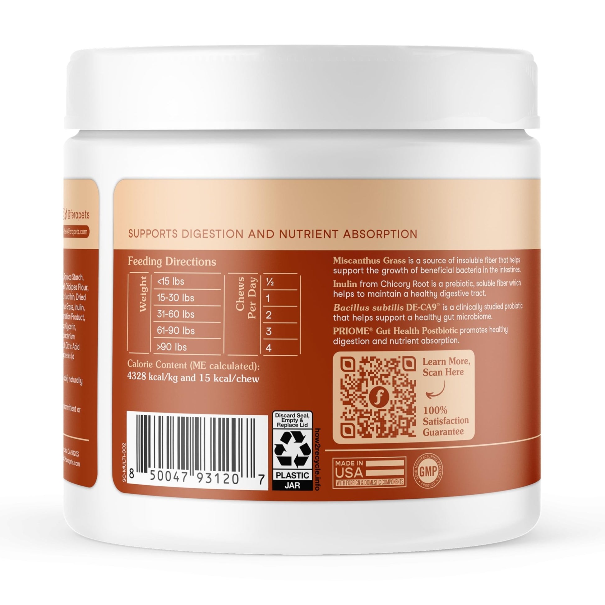 Fera Pets Probiotics for Dogs with Prebiotics and Postbiotics - Full Spectrum Gut Health Support - Promotes a Balanced Gut Microbiome - Boosts Immune Health - 30 Soft Chews - OzHealthStandard