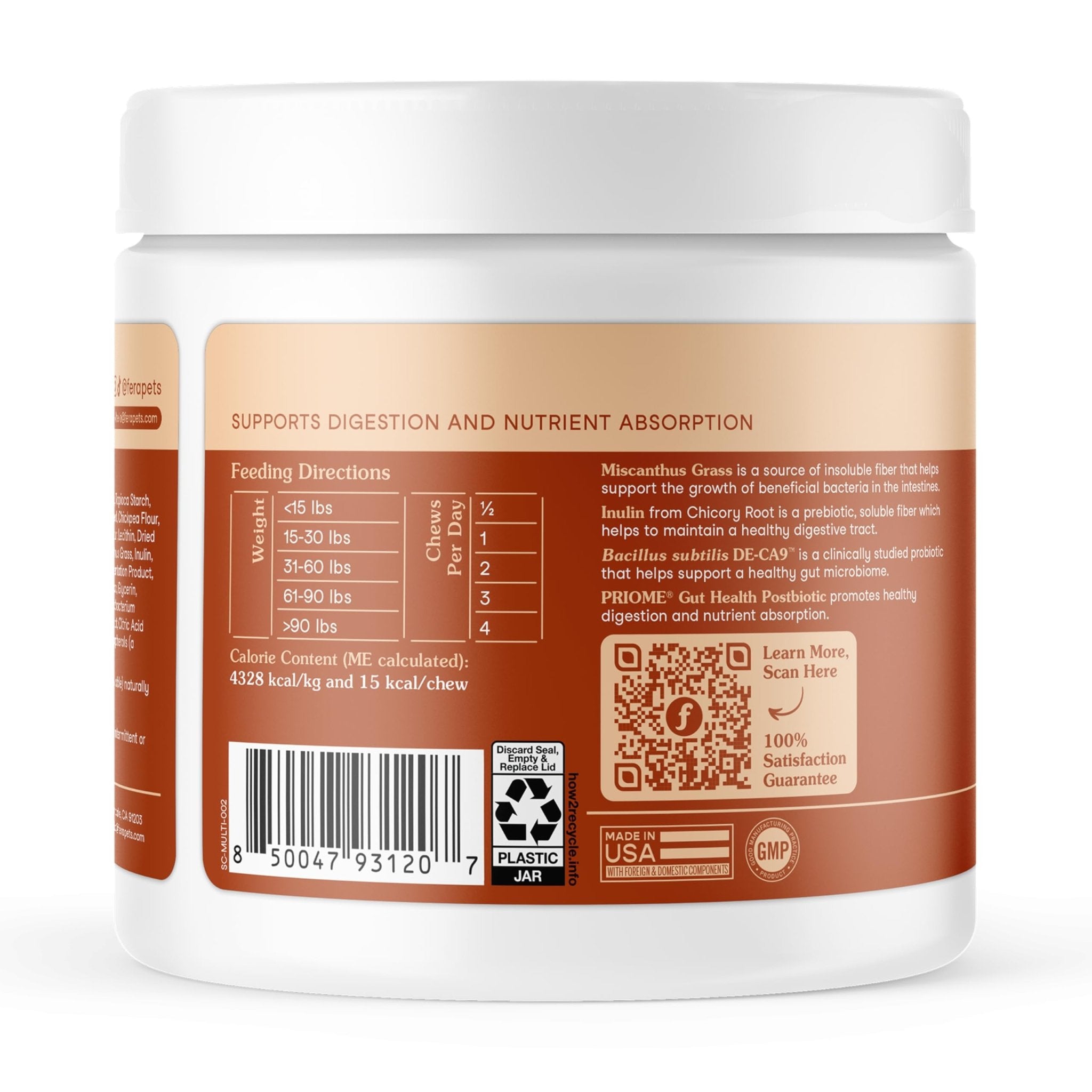 Fera Pets Probiotics for Dogs with Prebiotics and Postbiotics - Full Spectrum Gut Health Support - Promotes a Balanced Gut Microbiome - Boosts Immune Health - 30 Soft Chews - OzHealthStandard