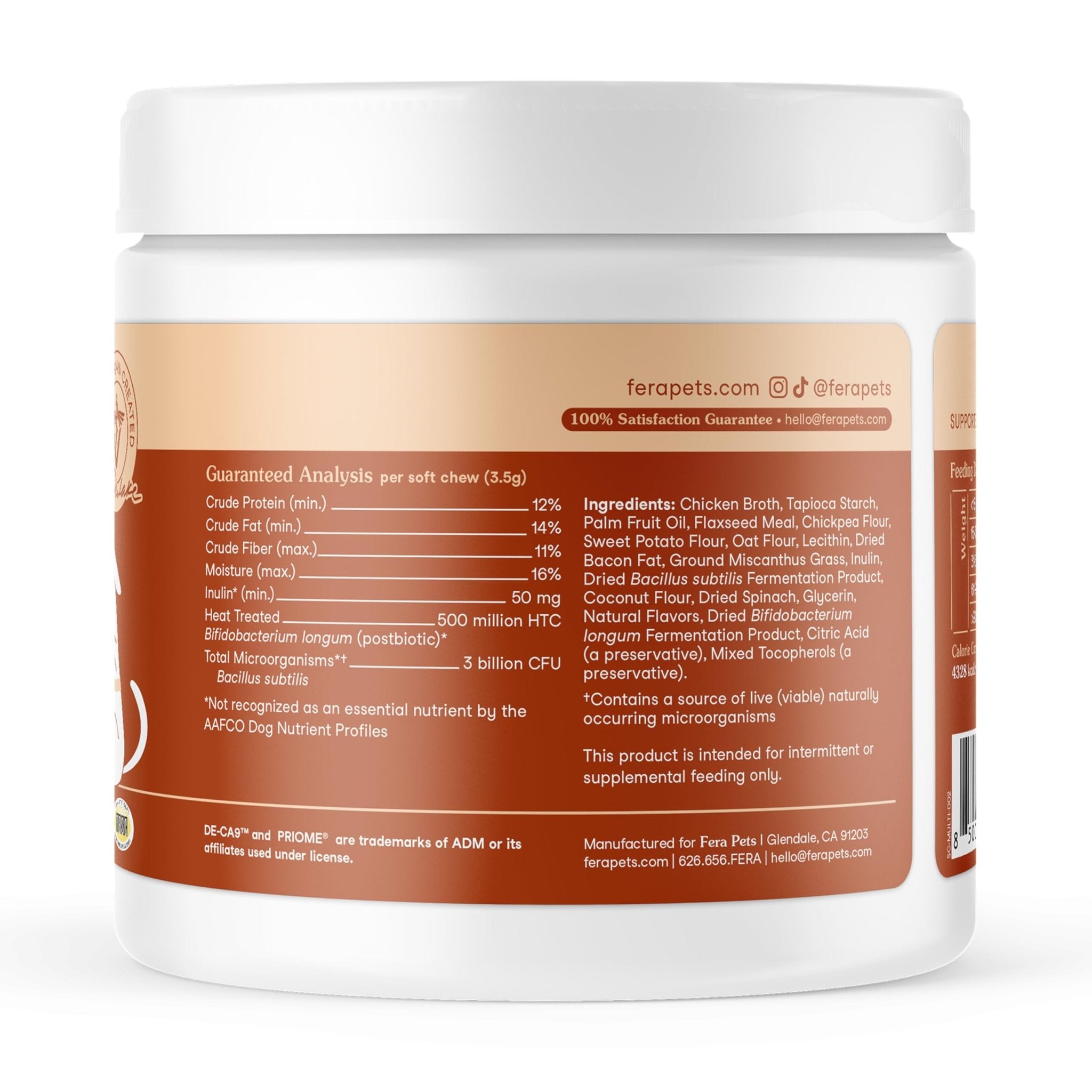 Fera Pets Probiotics for Dogs with Prebiotics and Postbiotics - Full Spectrum Gut Health Support - Promotes a Balanced Gut Microbiome - Boosts Immune Health - 30 Soft Chews - OzHealthStandard