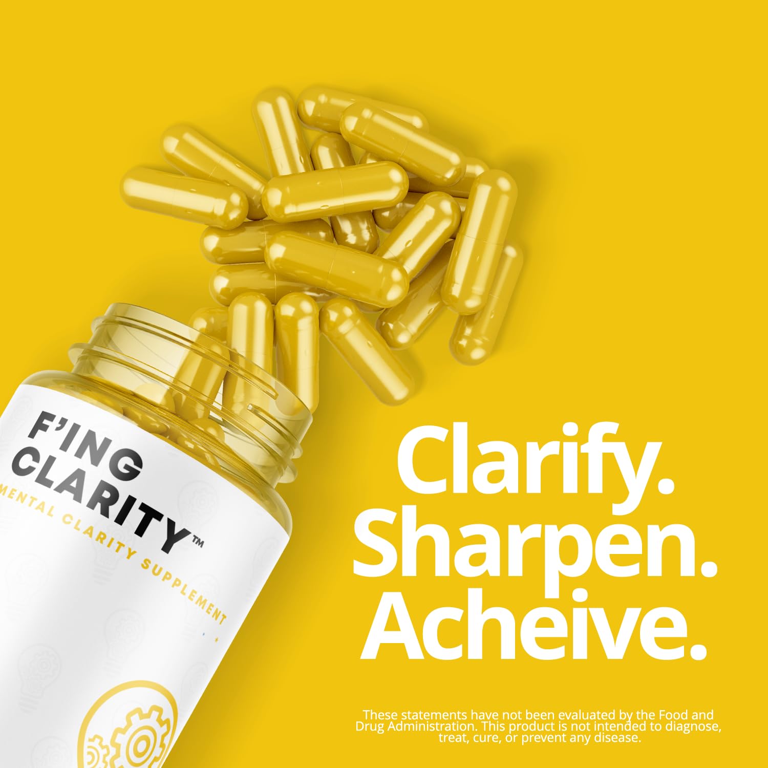 F'ing Clarity - Clarity, Memory + Brain Boosting Nootropic Supplement | Bacopa Extract, Phosphatidylserine 20%, Gingko Biloba Extract, Rhodiola Rosea Extract, DMAE Bitrartrate, B-12, Huperzine A - OzHealthStandard