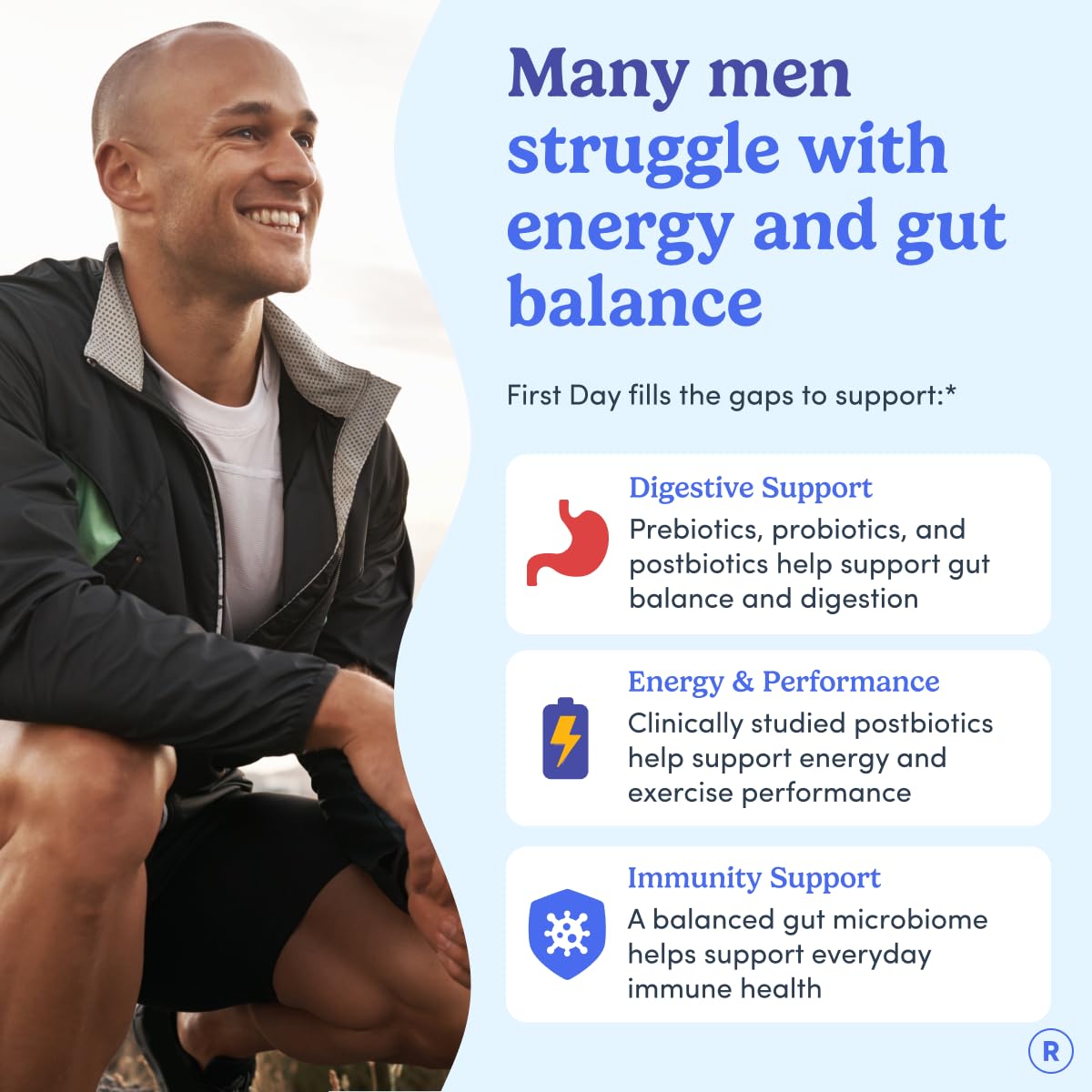 FIRST DAY 3 in 1 Probiotics for Men - Prebiotic, Probiotic & Postbiotic Supplement – Mens Probiotic for Digestive Health, Oral Health, Immune Function, Energy, Gut Health for Men – 30-Day Supply - OzHealthStandard