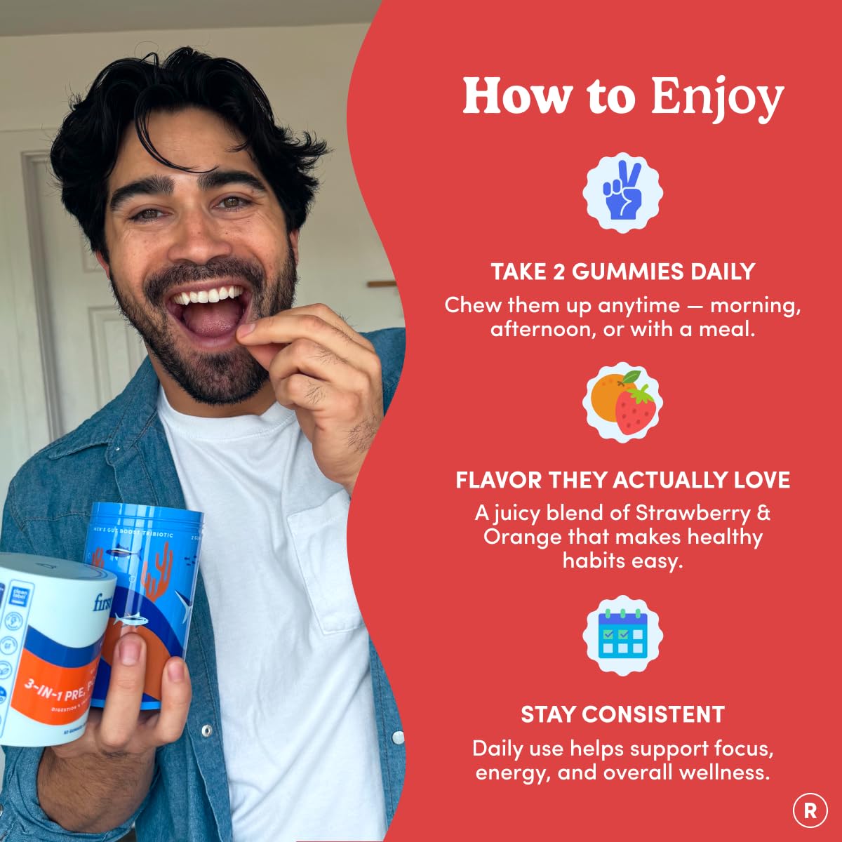FIRST DAY 3 in 1 Probiotics for Men - Prebiotic, Probiotic & Postbiotic Supplement – Mens Probiotic for Digestive Health, Oral Health, Immune Function, Energy, Gut Health for Men – 30-Day Supply - OzHealthStandard