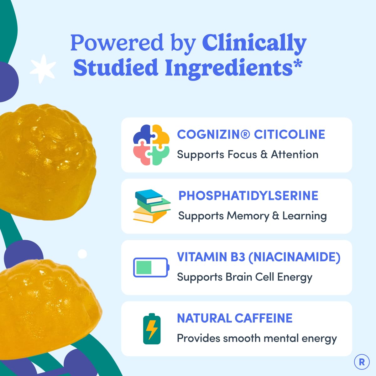 FIRST DAY Men’s Daily Nootropic Brain Supplement Gummies for Focus, Memory & Mental Energy | with Cognizin® Citicoline, Phosphatidylserine & Natural Caffeine | Vegan, Allergen-Free | 30-Day Supply - OzHealthStandard