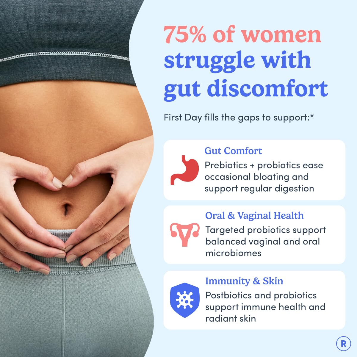FIRST DAY Womens 3-in-1 Probiotic Gummies – Prebiotic + Probiotic + Postbiotic Supplement – Supports Digestive & Oral Health, Immune Function & Energy Levels – 30-Day Supply - OzHealthStandard