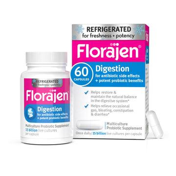 Florajen3 Digestion High Potency Refrigerated Probiotics | Restores Balance in Digestive System | for Antibiotic Side Effects | 60 Capsules - OzHealthStandard