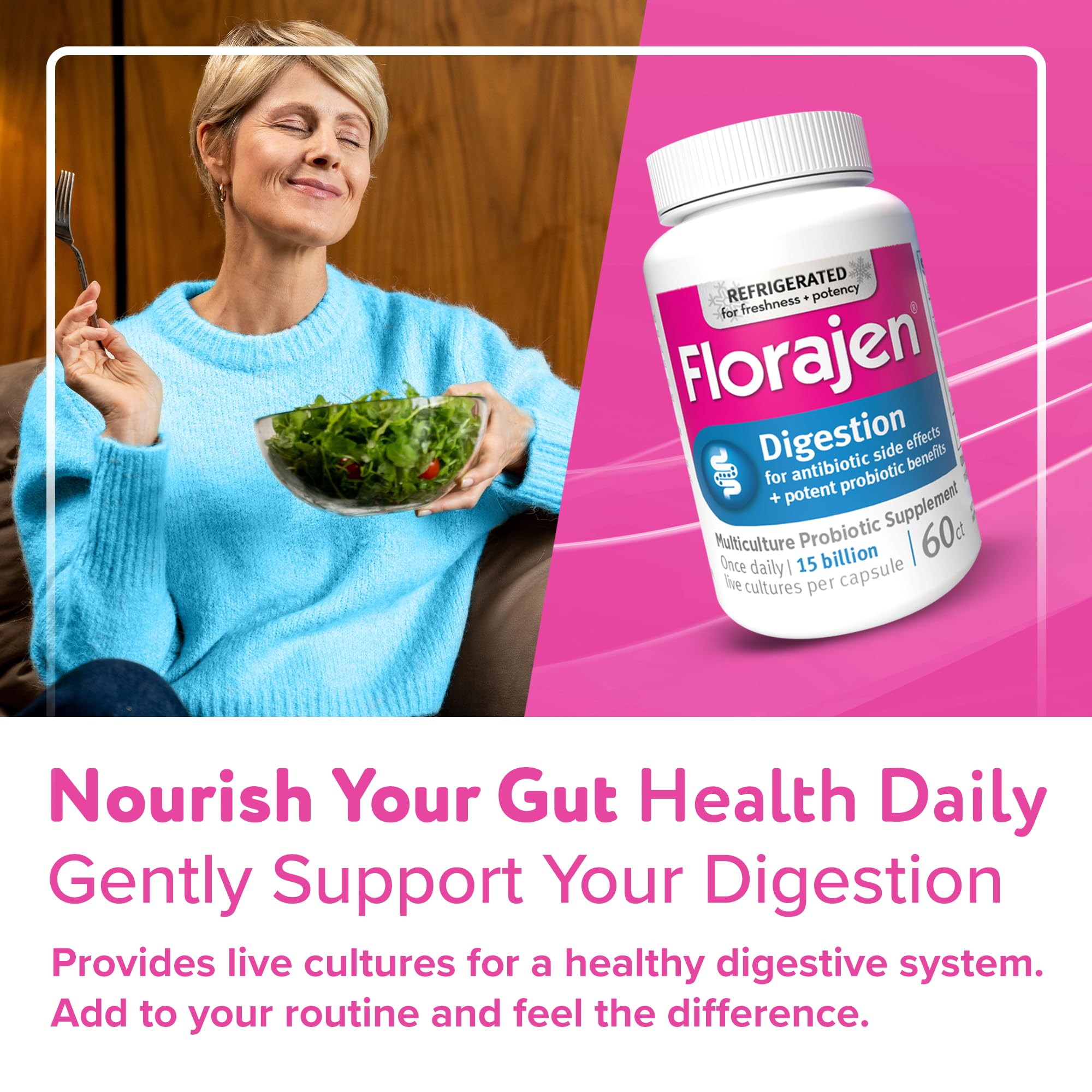 Florajen3 Digestion High Potency Refrigerated Probiotics | Restores Balance in Digestive System | for Antibiotic Side Effects | 60 Capsules - OzHealthStandard