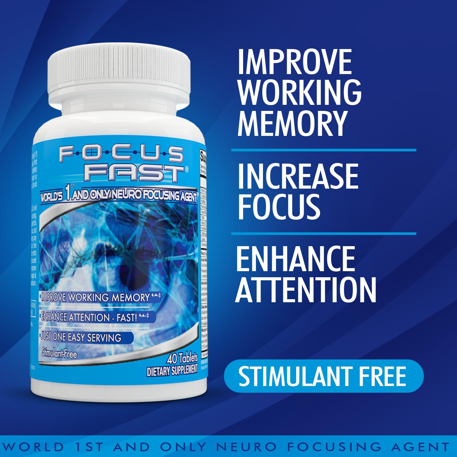 Focus Fast Brain Supplement - Improve Working Memory, Enhance Focus, Boost Cognition in as Little as 1 Hour. Caffeine/Stimulant Free Nootropic - OzHealthStandard