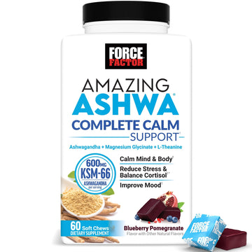 Force Factor Amazing Ashwa Complete Calm Support with KSM-66 Ashwagandha, Like Ashwangandha Gummies to Promote Calm & Relaxation with Magnesium & L-Theanine, - OzHealthStandard
