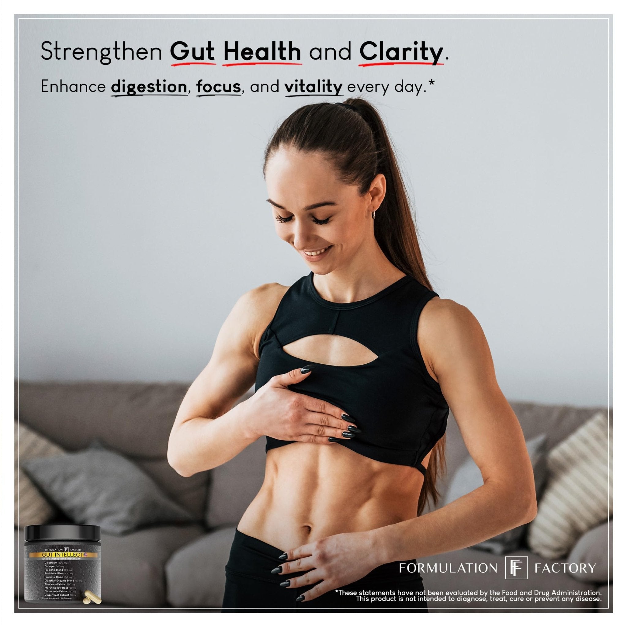 Formulation Factory Probiotics for Women & Men - Gut Intellect 10-in-1 Digestive Enzymes with Prebiotics and Postbiotics - Total Gut Health Supplement - OzHealthStandard