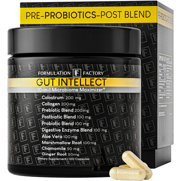 Formulation Factory Probiotics for Women & Men - Gut Intellect 10-in-1 Digestive Enzymes with Prebiotics and Postbiotics - Total Gut Health Supplement - OzHealthStandard