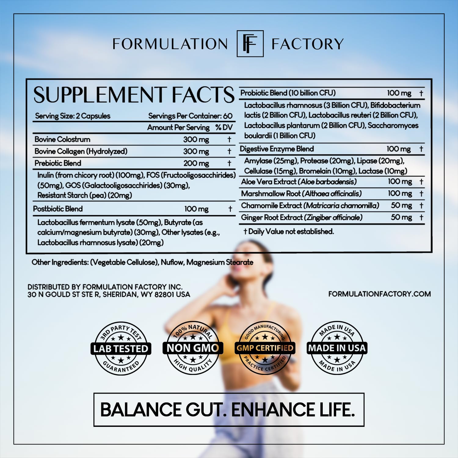 Formulation Factory Probiotics for Women & Men - Gut Intellect 10-in-1 Digestive Enzymes with Prebiotics and Postbiotics - Total Gut Health Supplement - OzHealthStandard