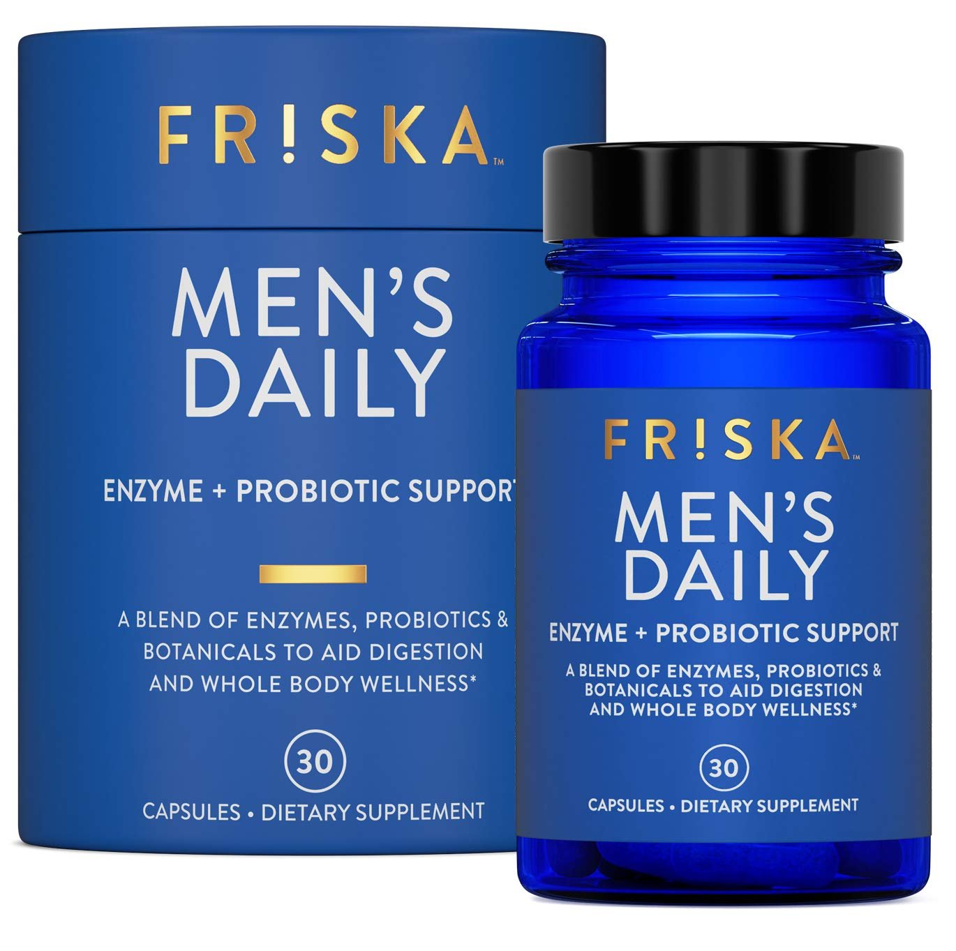 Friska Daily Digestive Enzymes with Probiotics for Men - Helps Break Down Protein, Fat & Carbs, Reduces Bloating & Gas, with Vitamins B6 & B12, 30 Capsules - OzHealthStandard
