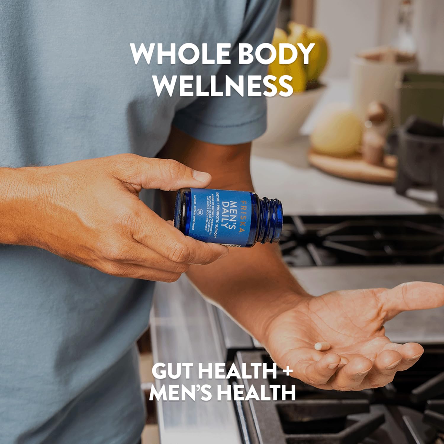Friska Daily Digestive Enzymes with Probiotics for Men - Helps Break Down Protein, Fat & Carbs, Reduces Bloating & Gas, with Vitamins B6 & B12, 30 Capsules - OzHealthStandard