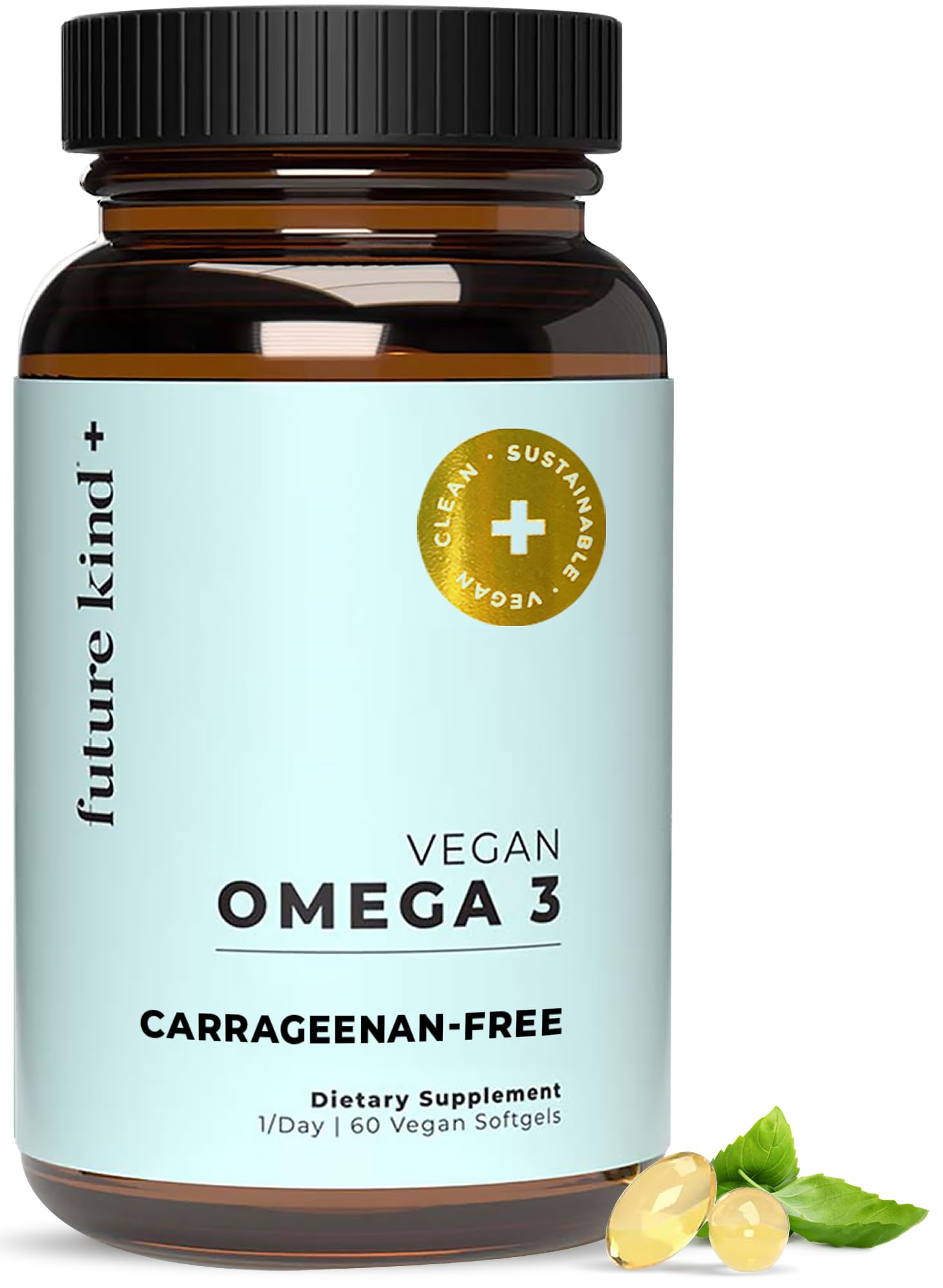 Future Kind Omega-3 Supplement for Clarity, Memory, and Mobility Comfort, 2 Months Supply of Citrus-Scented Softgels with EPA and DHA, Vegan Omega-3 Supplement from Algae, Carrageenan Free, 60 Count - OzHealthStandard