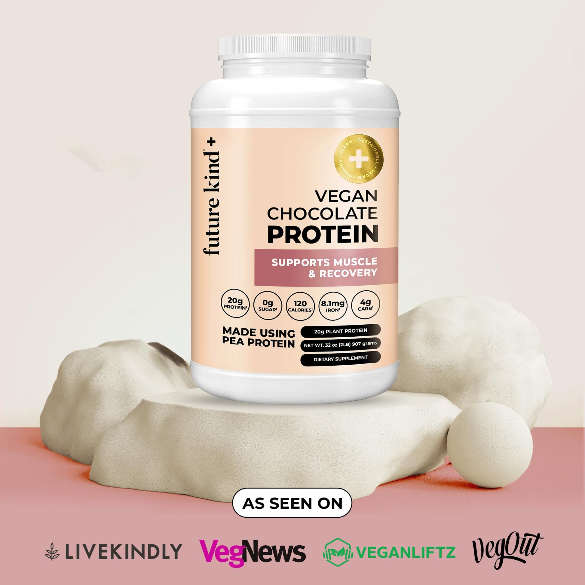 Future Kind Vegan Protein Powder, Chocolate, Pea Plant Protein for Lean Muscle with Iron & Fiber, Whey-Free, Sugar-Free, Soy-Free, Non-Dairy (34 Servings) - OzHealthStandard