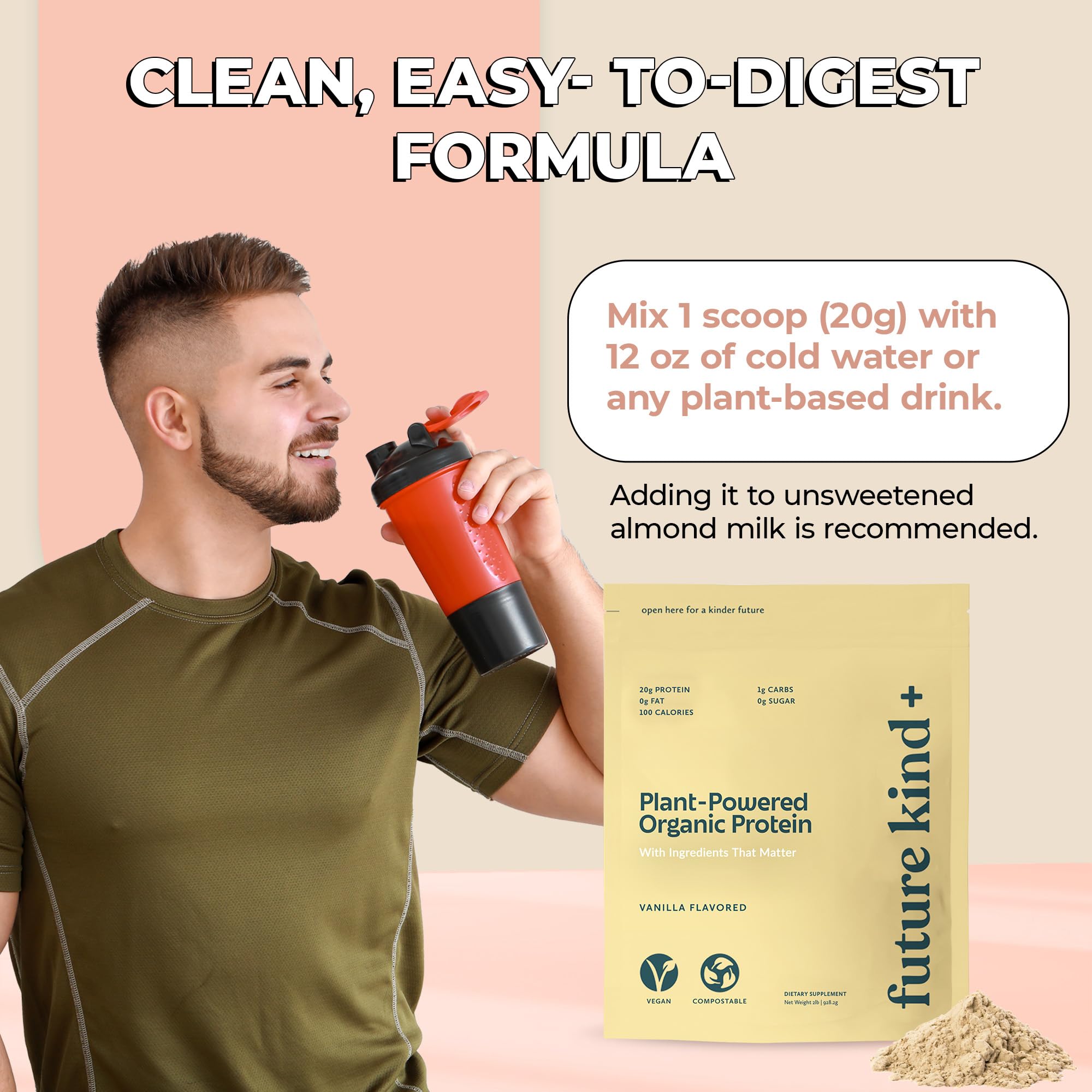 Future Kind Vegan Protein Powder, Vanilla, Pea Plant Protein for Lean Muscle with Iron & Fiber, Whey-Free, Sugar-Free, Soy-Free, Non-Dairy (34 Servings) - OzHealthStandard