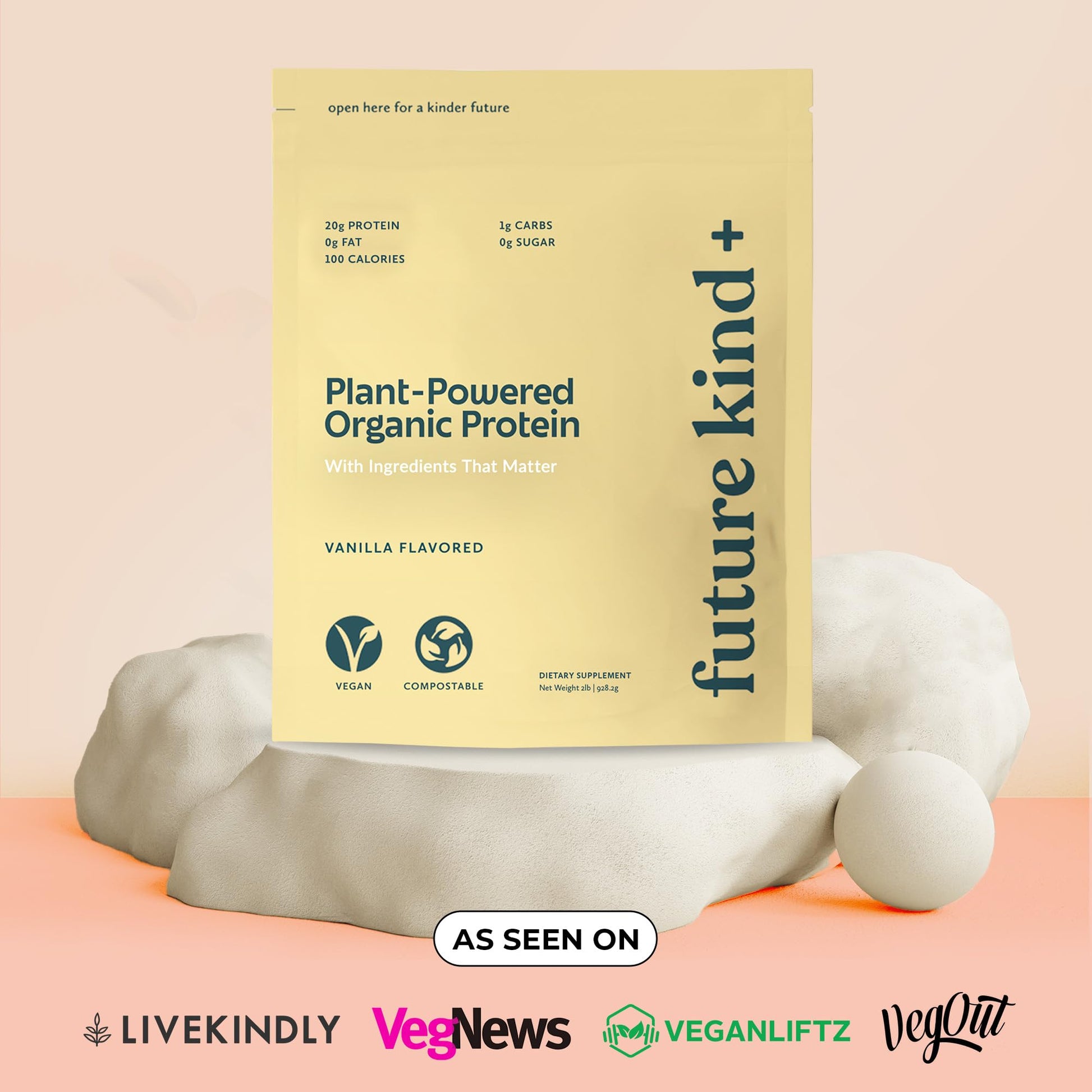 Future Kind Vegan Protein Powder, Vanilla, Pea Plant Protein for Lean Muscle with Iron & Fiber, Whey-Free, Sugar-Free, Soy-Free, Non-Dairy (34 Servings) - OzHealthStandard
