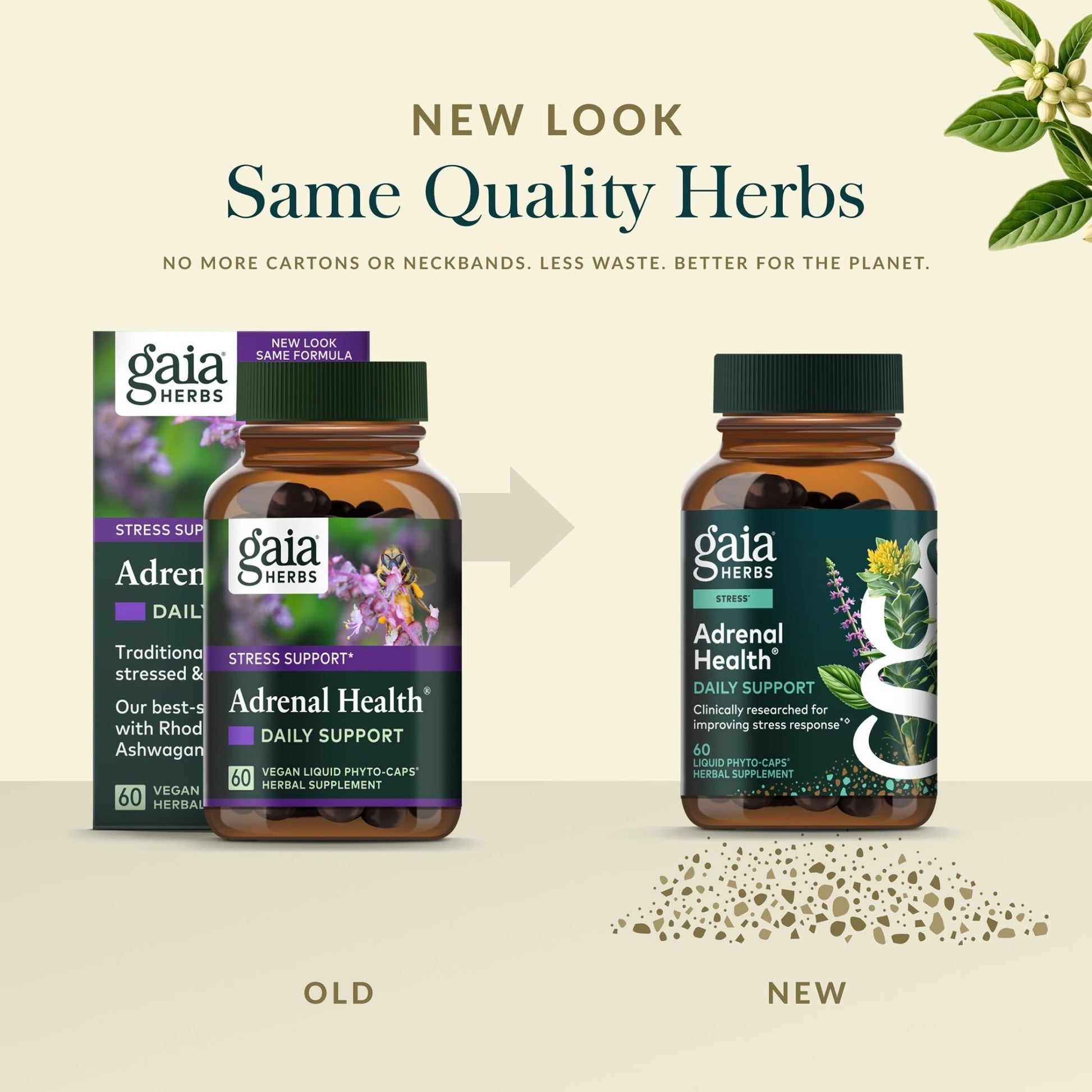 Gaia Herbs Adrenal Health Daily Support - Herbal Supplement with Ashwagandha, Holy Basil & Schisandra - Help Maintain Healthy Energy & Stress Levels* - 60 Vegan Liquid Phyto-Caps (30 Servings) - OzHealthStandard
