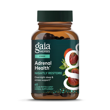 Gaia Herbs Adrenal Health Nightly Restore - Herbal Supplement with Ashwagandha, Magnolia Bark, Cordyceps, Lemon Balm & More* - 60 Vegan Liquid Phyto-Caps (30 Servings) - OzHealthStandard