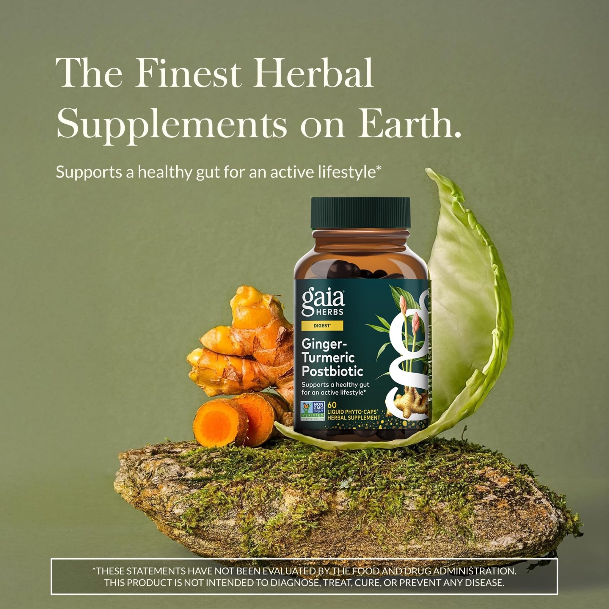 Gaia Herbs Ginger-Turmeric Postbiotic - Healthy Gut Support* - 60 Vegan Liquid Phyto-Caps (30 Servings) - OzHealthStandard
