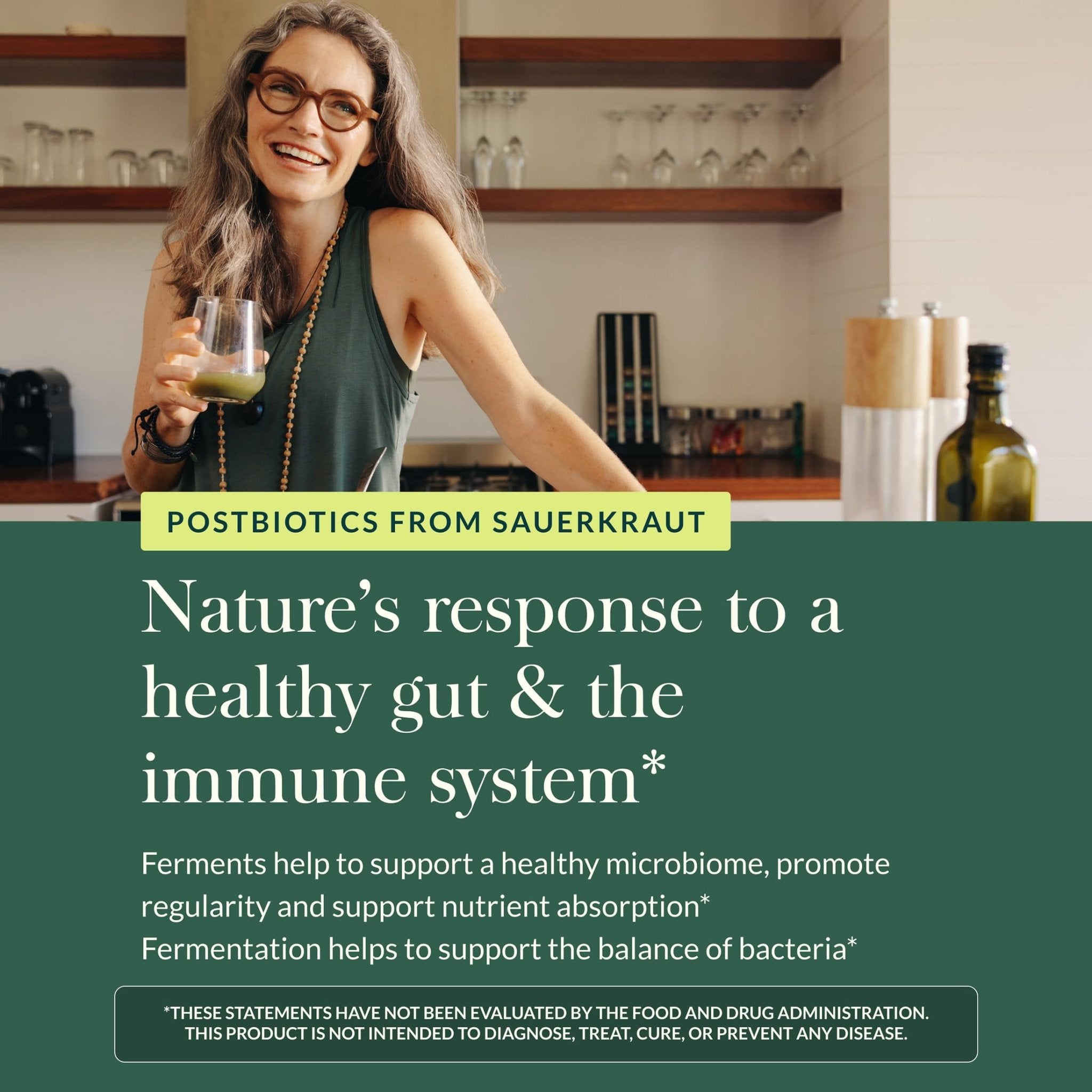 Gaia Herbs Sauerkraut Postbiotic - Gut Health & Immune Support Supplement* - Made with Fermented Sauerkraut - Free from Dairy, Soy & Gluten - 60 Vegan Liquid Phyto-Caps (30 Servings) - OzHealthStandard