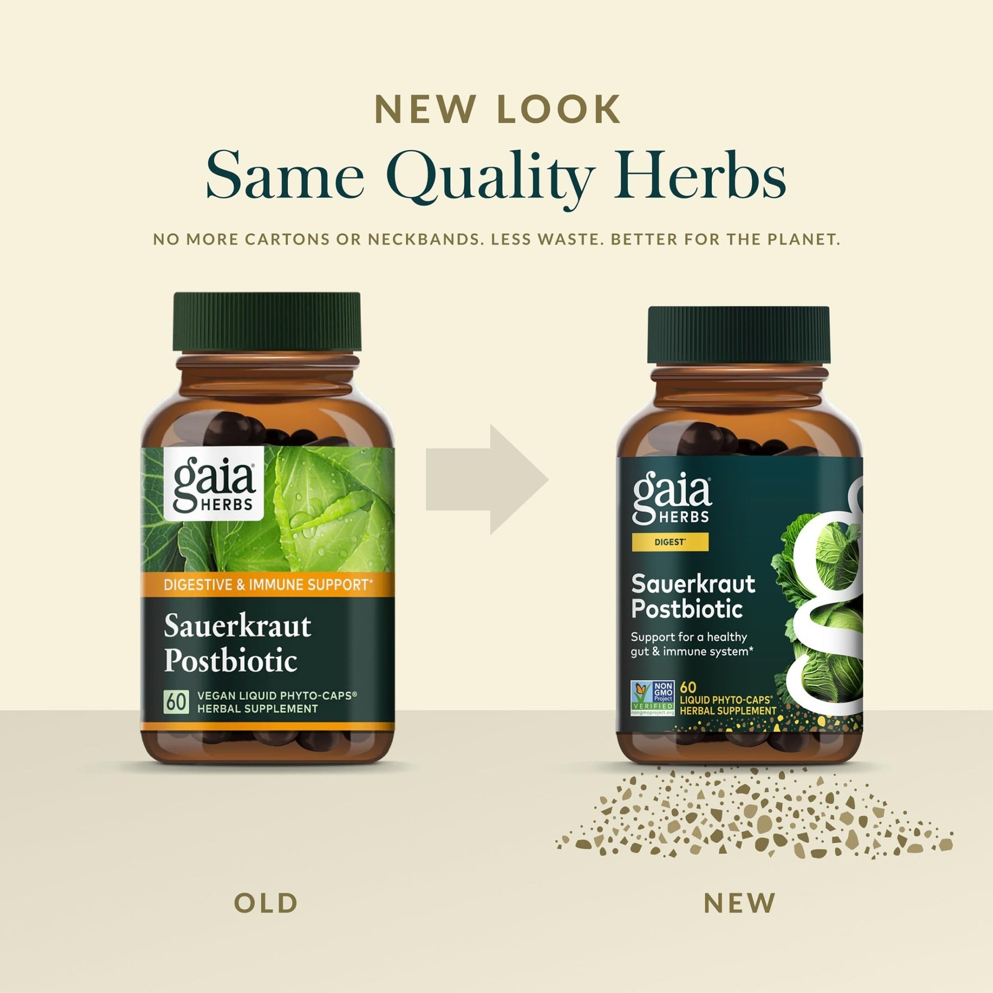 Gaia Herbs Sauerkraut Postbiotic - Gut Health & Immune Support Supplement* - Made with Fermented Sauerkraut - Free from Dairy, Soy & Gluten - 60 Vegan Liquid Phyto-Caps (30 Servings) - OzHealthStandard