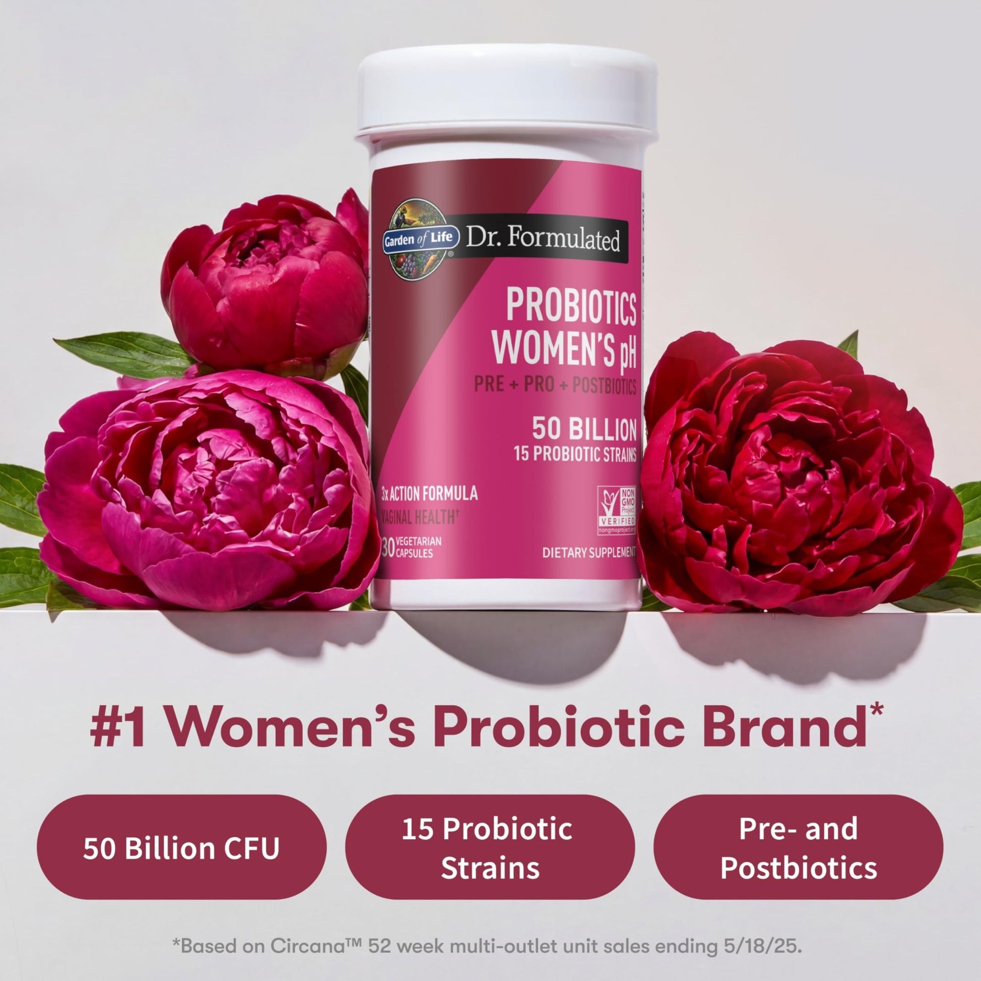 Garden of Life Dr Formulated Once Daily 3-in-1 Complete Prebiotics, Postbiotics & Probiotics for Women, PRE + PRO + POSTBIOTIC Supplement for Women’s Digestive, Immune & Vaginal Health, 30 Day Supply - OzHealthStandard