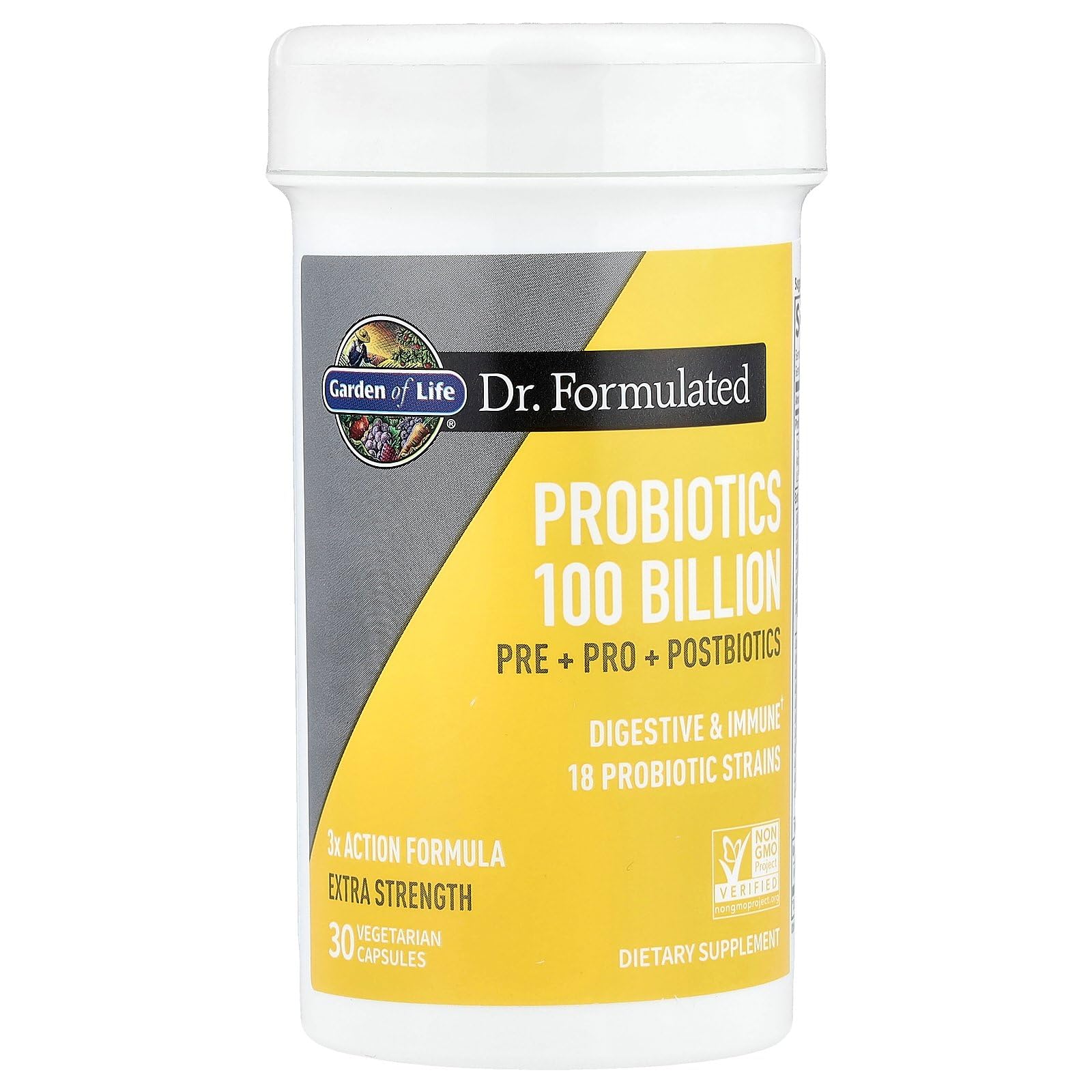 Garden of Life Dr. Formulated Pre, Post & Probiotics 100 Billion CFU Once Daily 3-in-1 Complete Probiotics, Prebiotics & Postbiotics Supplement for Women and Men – Extra Strength, 30 Day Supply - OzHealthStandard