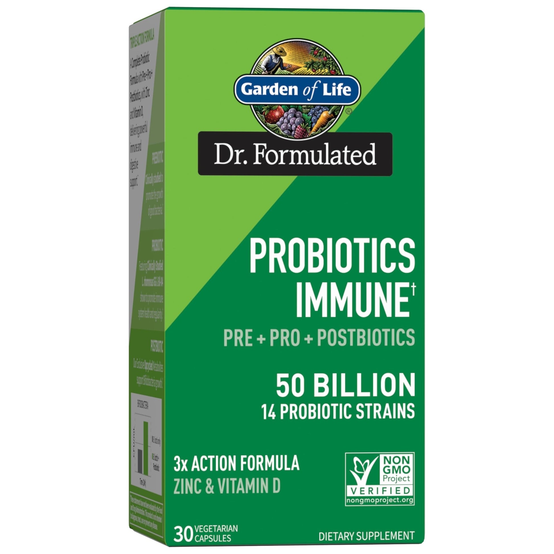 Garden of Life Dr. Formulated Pre, Post & Probiotics Immune Support with Prebiotics & Postbiotics – 50 Billion CFU, Gut & Digestive Health Support, Zinc & Vitamin D3, Vegan, 30 Day Supply - OzHealthStandard