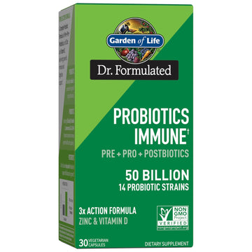 Garden of Life Dr. Formulated Pre, Post & Probiotics Immune Support with Prebiotics & Postbiotics – 50 Billion CFU, Gut & Digestive Health Support, Zinc & Vitamin D3, Vegan, 30 Day Supply - OzHealthStandard