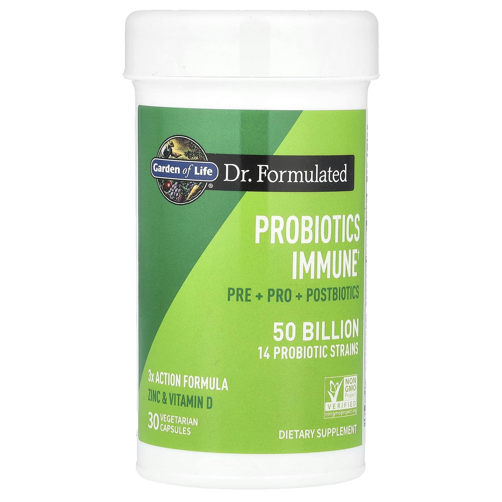 Garden of Life Dr. Formulated Pre, Post & Probiotics Immune Support with Prebiotics & Postbiotics – 50 Billion CFU, Gut & Digestive Health Support, Zinc & Vitamin D3, Vegan, 30 Day Supply - OzHealthStandard