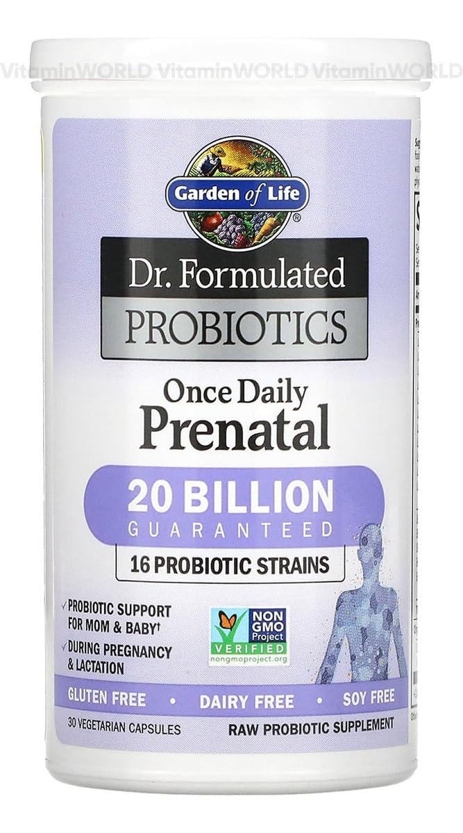 Garden of Life Dr. Formulated Probiotics Once Daily Prenatal - Acidophilus and Bifidobacteria Probiotic Support for Mom and Baby – Shelf Stable - Gluten, Dairy - OzHealthStandard