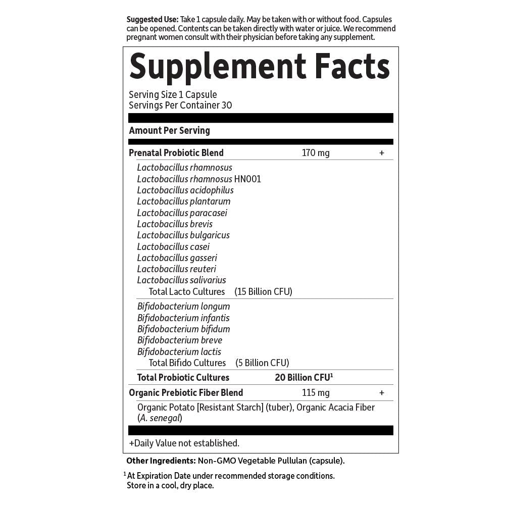 Garden of Life Dr. Formulated Probiotics Once Daily Prenatal - Acidophilus and Bifidobacteria Probiotic Support for Mom and Baby – Shelf Stable - Gluten, Dairy - OzHealthStandard