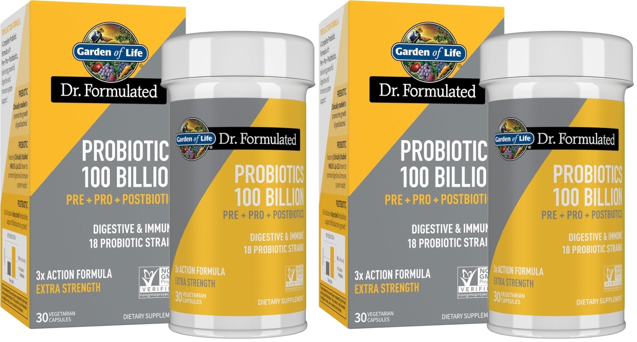 Garden of Life Dr.Formulated Pre, Post & Probiotics 100 Billion CFU Once Daily 3-in-1 Complete Probiotics,Prebiotics & Postbiotics Supplement for Women and Men-Extra Strength,30 Day Supply,(Pack of 2) - OzHealthStandard