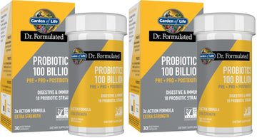 Garden of Life Dr.Formulated Pre, Post & Probiotics 100 Billion CFU Once Daily 3-in-1 Complete Probiotics,Prebiotics & Postbiotics Supplement for Women and Men-Extra Strength,30 Day Supply,(Pack of 2) - OzHealthStandard