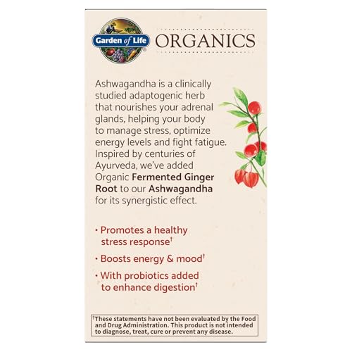 Garden of Life Organic Ashwagandha Supplement with Probiotics & Ginger - Stress, Mood & Energy Support, Vegan, Gluten Free - OzHealthStandard