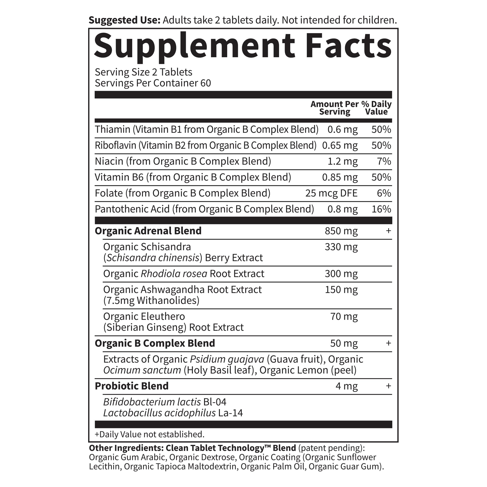 Garden of Life Organics Adrenal Daily Balance, Adaptogenic Herbs Ashwagandha, Holy Basil, B Complex & Probiotics, Organic Non-GMO, Vegan, Gluten Free Supplement, Two Month Supply, 120 Tablets - OzHealthStandard