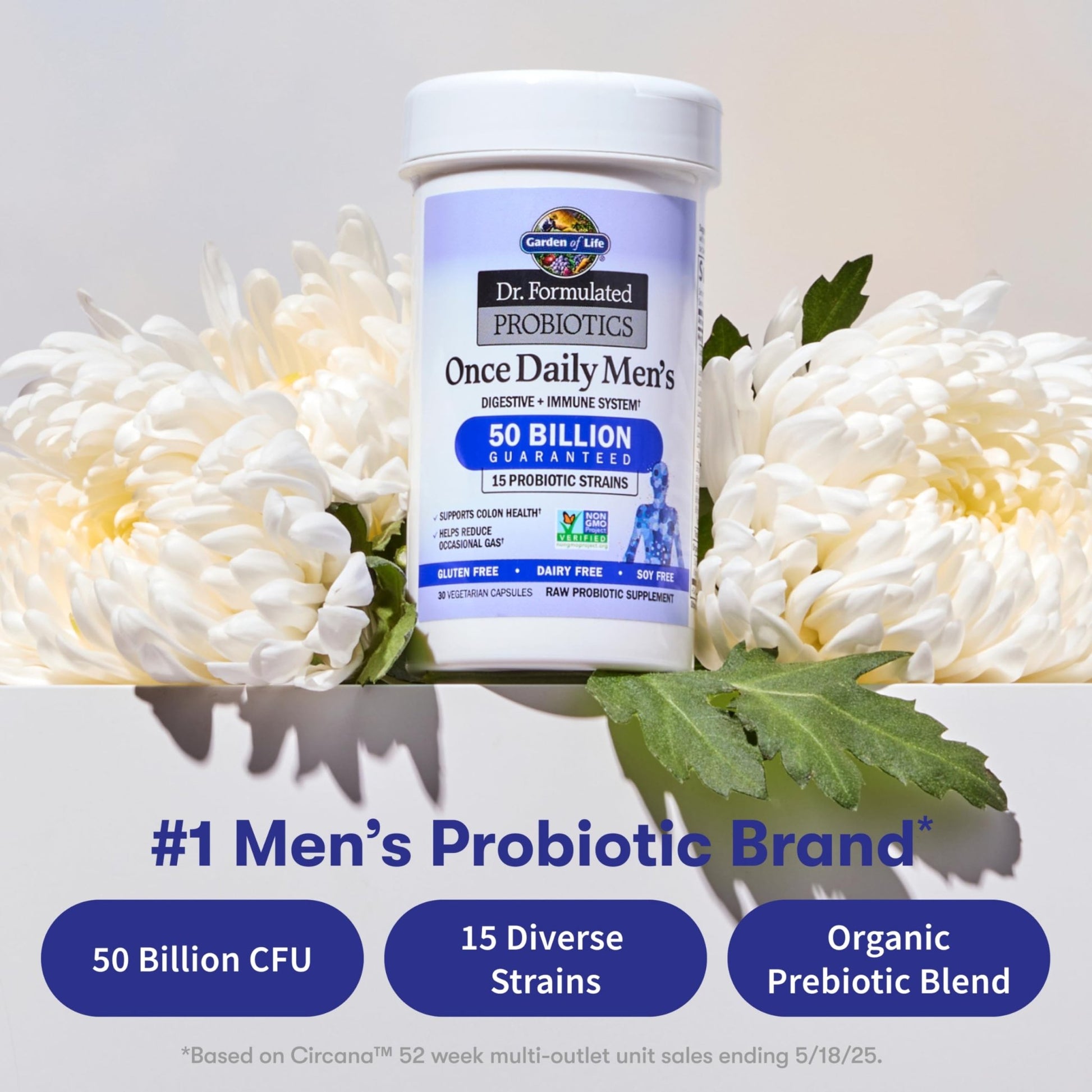 Garden of Life Probiotics for Men, Dr Formulated 50 Billion CFU 15 Probiotics for Digestive Health + Organic Prebiotic Fiber, Colon & Immune Support - OzHealthStandard