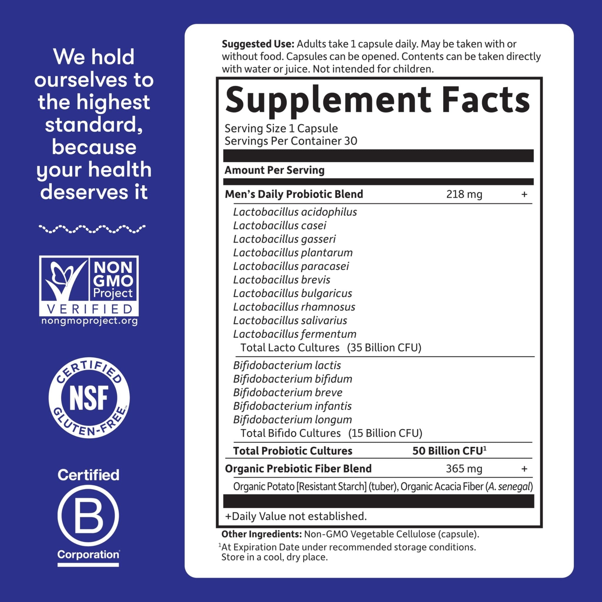 Garden of Life Probiotics for Men, Dr Formulated 50 Billion CFU 15 Probiotics for Digestive Health + Organic Prebiotic Fiber, Colon & Immune Support - OzHealthStandard