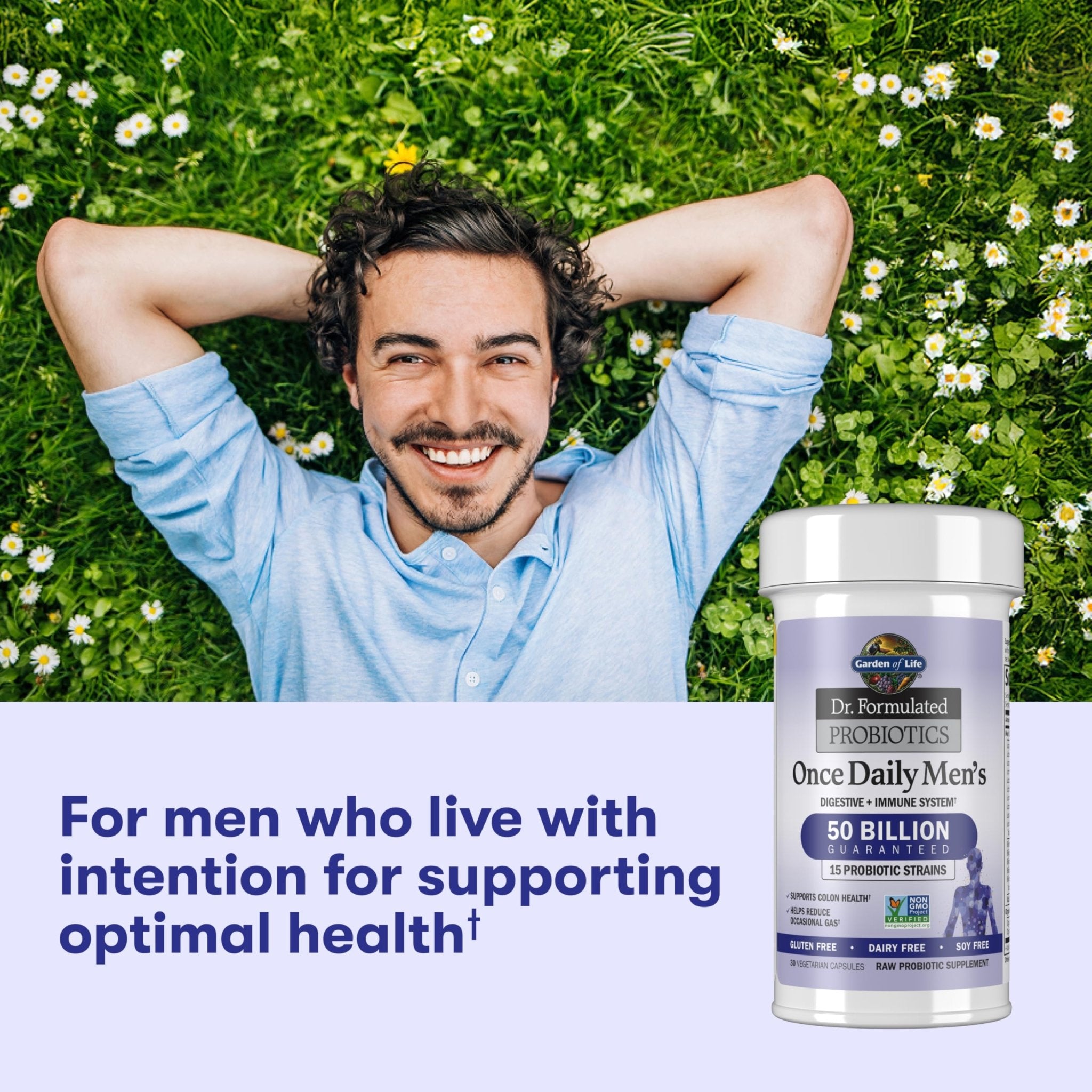 Garden of Life Probiotics for Men, Dr Formulated 50 Billion CFU 15 Probiotics for Digestive Health + Organic Prebiotic Fiber, Colon & Immune Support - OzHealthStandard