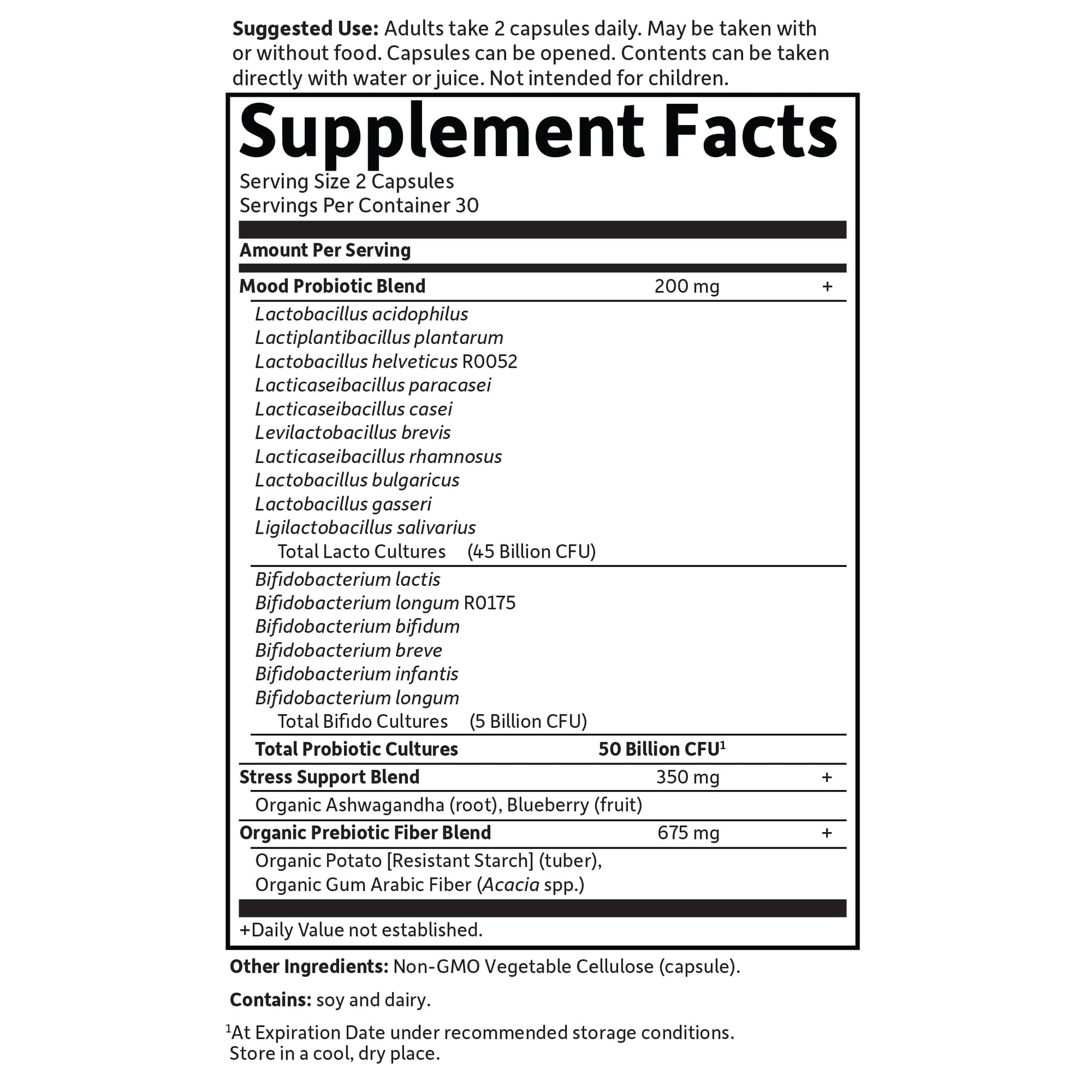 Garden of Life Probiotics Mood+ Dr Formulated Acidophilus Probiotic Supplement - Promotes Emotional Well-Being, Relaxation and Digestive Balance - Ashwagandha for Stress Management, 60 Veggie Caps - OzHealthStandard