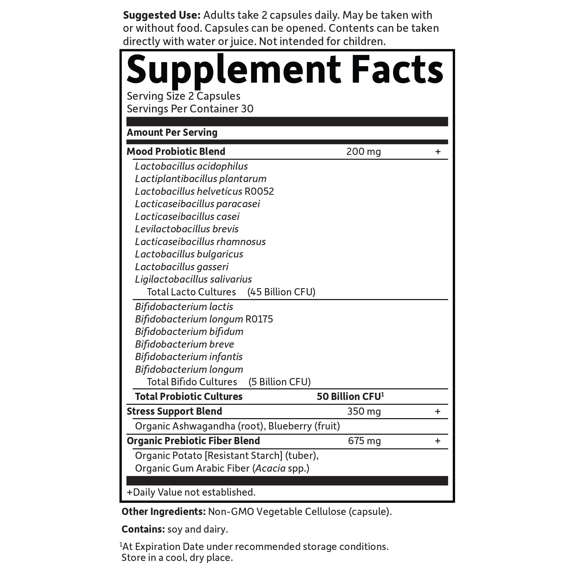 Garden of Life Probiotics Mood+ Dr Formulated Acidophilus Probiotic Supplement - Promotes Emotional Well-Being, Relaxation and Digestive Balance - Ashwagandha for Stress Management, 60 Veggie Caps - OzHealthStandard