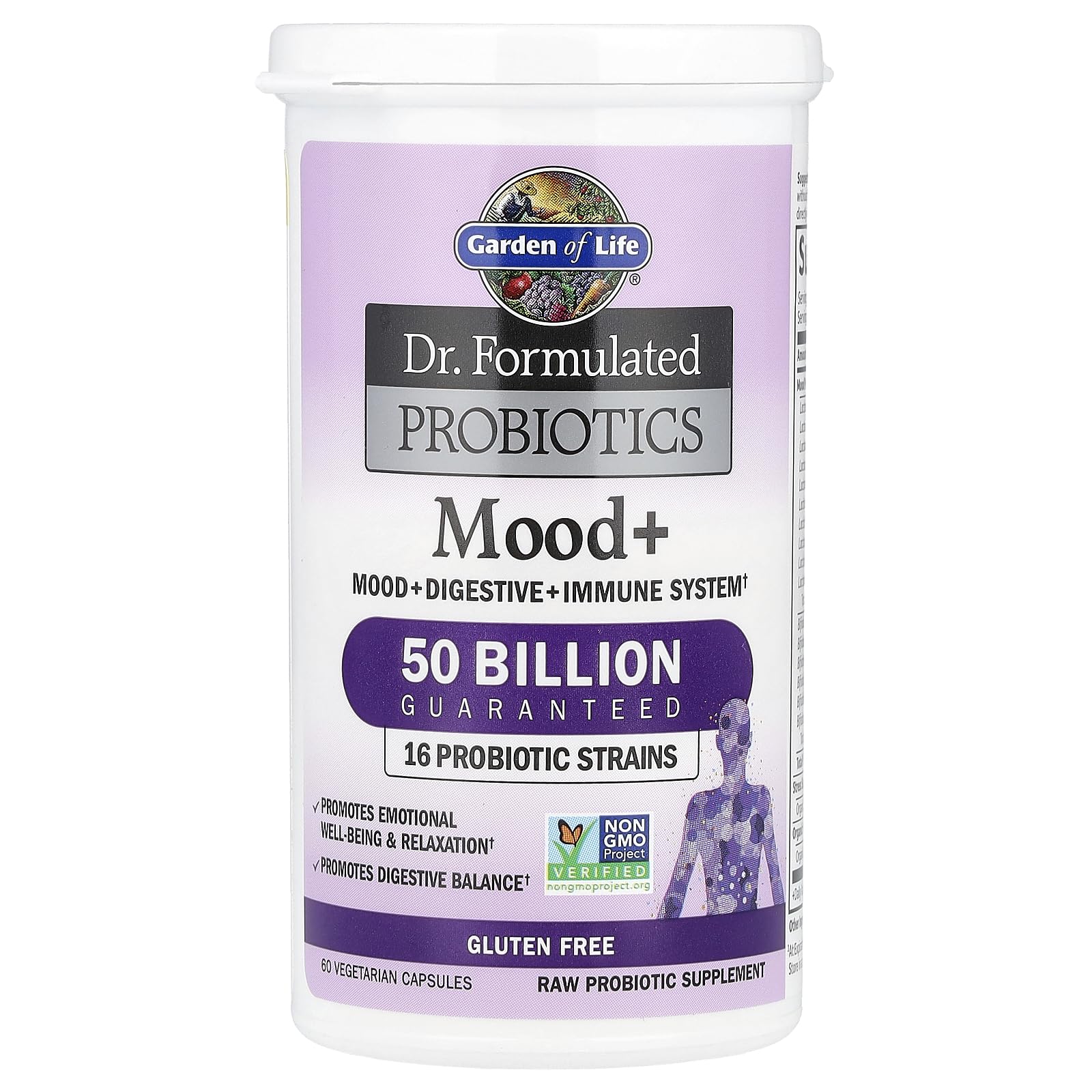 Garden of Life Probiotics Mood+ Dr Formulated Acidophilus Probiotic Supplement - Promotes Emotional Well-Being, Relaxation and Digestive Balance - Ashwagandha for Stress Management, 60 Veggie Caps - OzHealthStandard