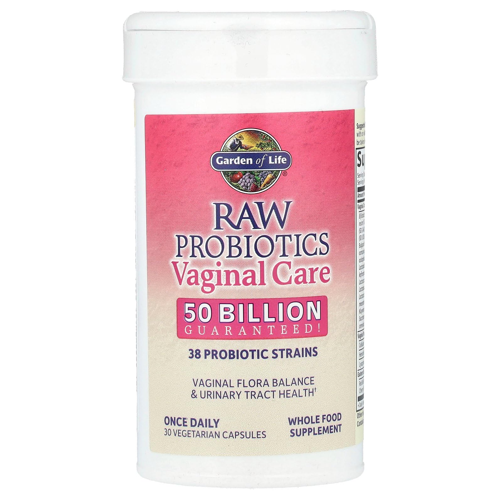 Garden of Life Raw Probiotics Vaginal Care - 50 Billion CFU - 38 Probiotic Strains - Supports Vaginal & Urinary Tract Health - Shelf Stable - 30 Vegetarian Capsules - OzHealthStandard