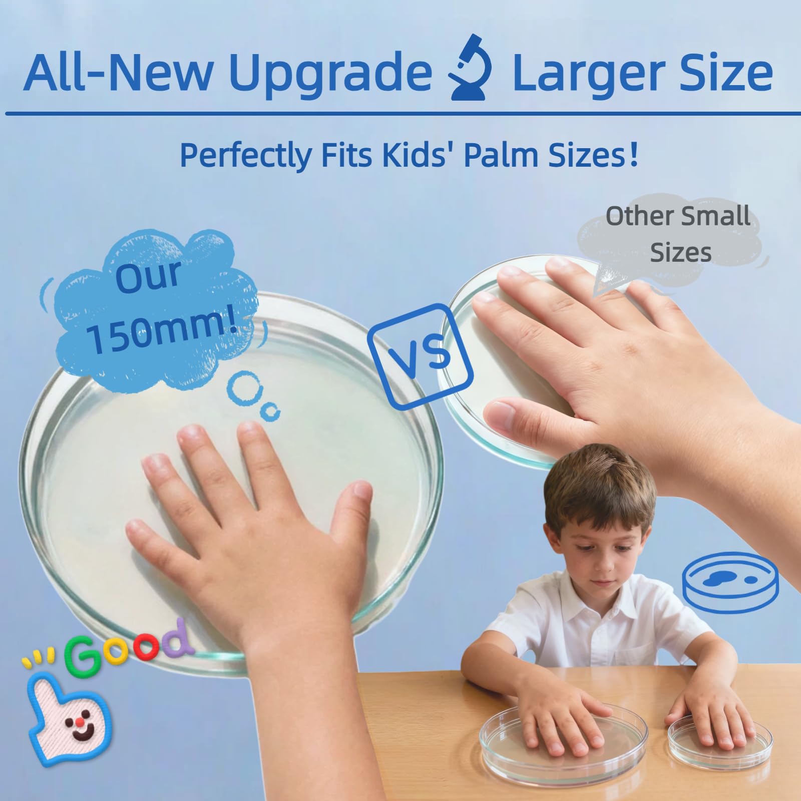 Giant Microbiology Bacteria Science Kit for Kids:2 XL 150mm Prepoured Nutrient Agar Plates, Petri Dishes with Agar & Colony Characteristics Poster for School Projects & Educational Gifts - OzHealthStandard