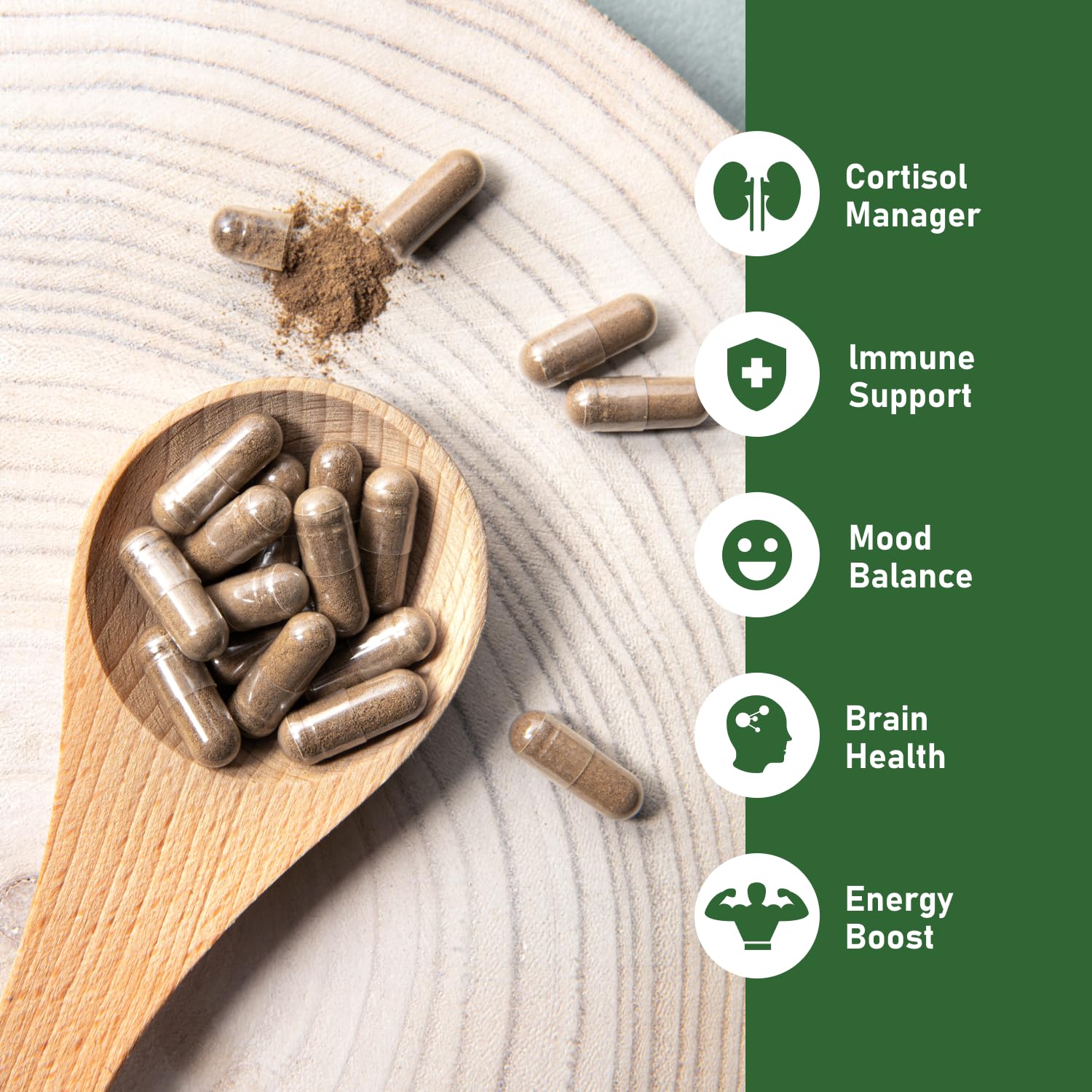 GlowEver KSM-66 Ashwagandha Supplements with L-Theanine Moringa Organic Mushrooms Complex Ginseng Ginkgo Biloba - Mood & Energy Support, Cortisol Manager, Immune Support, 60 Vegan Capsules - OzHealthStandard