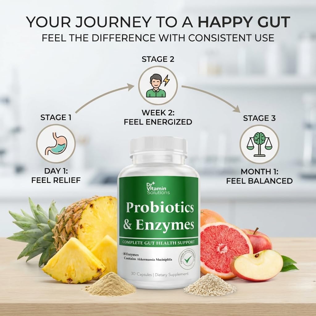 GLP-1 Support Enzymes, Pre & Probiotics for Digestive Health, Berberine Weight Loss Support, Akkermansia Muciniphila for Women & Men | Gut Health, Bloating Relief, 30 Ct - OzHealthStandard
