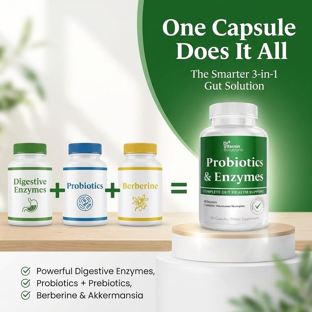 GLP-1 Support Enzymes, Pre & Probiotics for Digestive Health, Berberine Weight Loss Support, Akkermansia Muciniphila for Women & Men | Gut Health, Bloating Relief, 30 Ct - OzHealthStandard